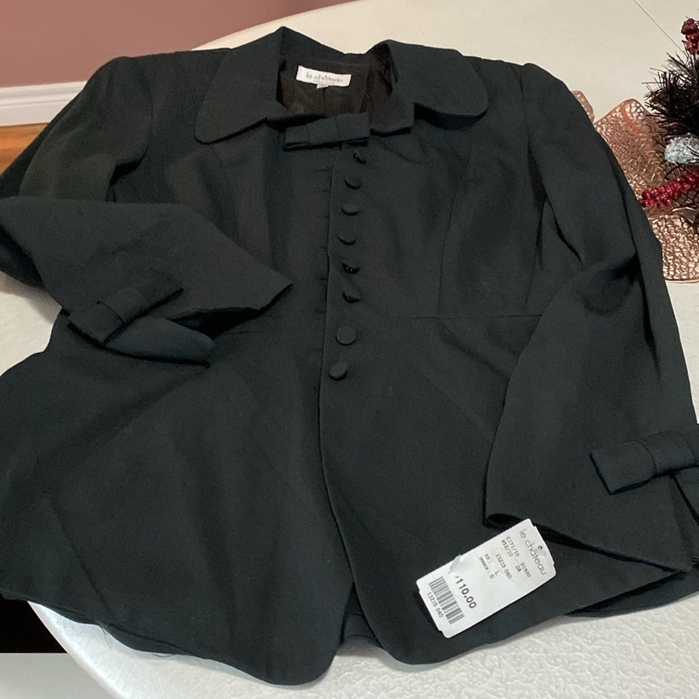 Le Chateau vintage  Black FITTED Jacket Sz L - Picture 12 of 14